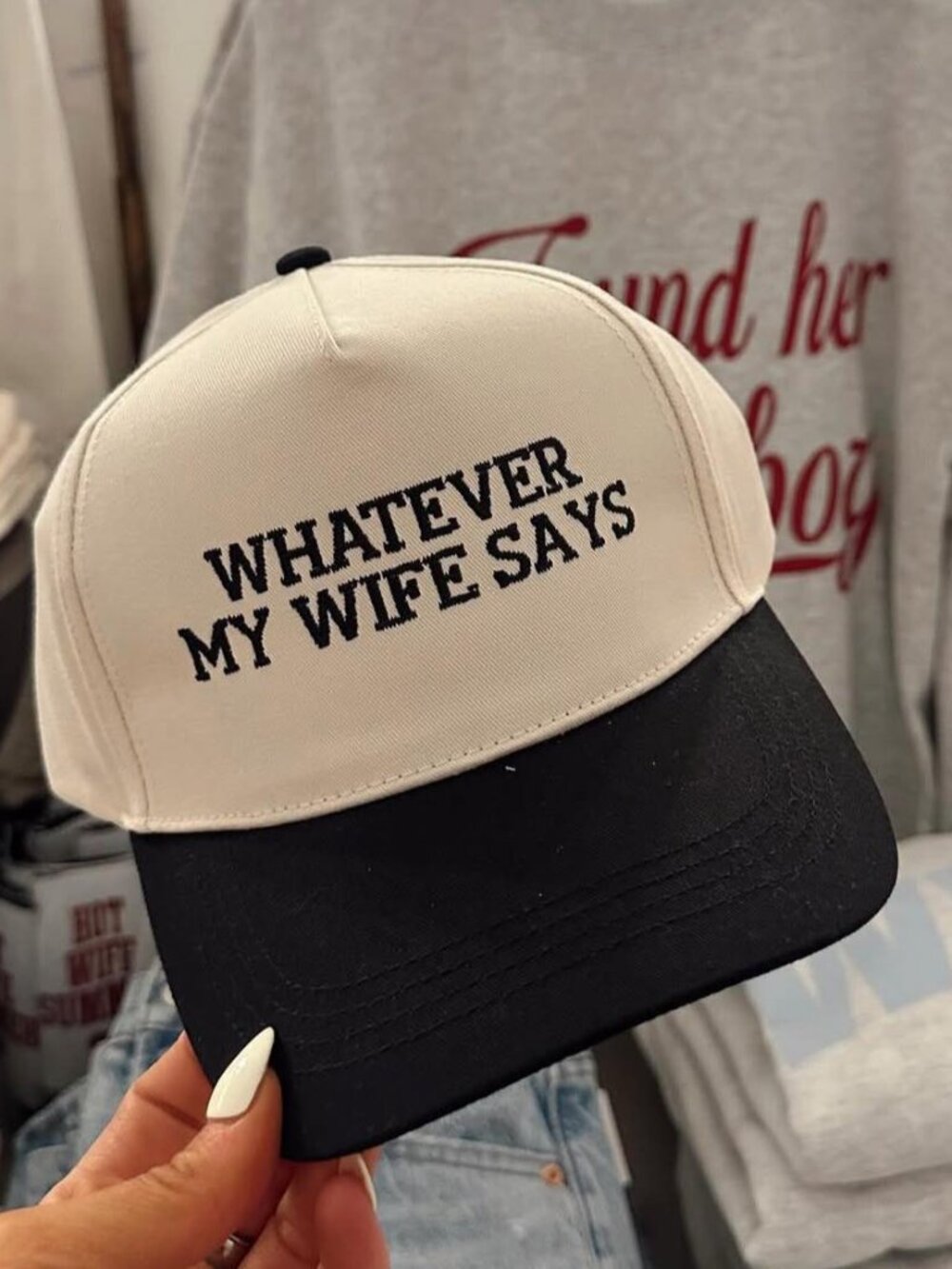 Whatever My Wife Says Embroidered Hat, Funny Husband Gift, Retro Slogan Cap